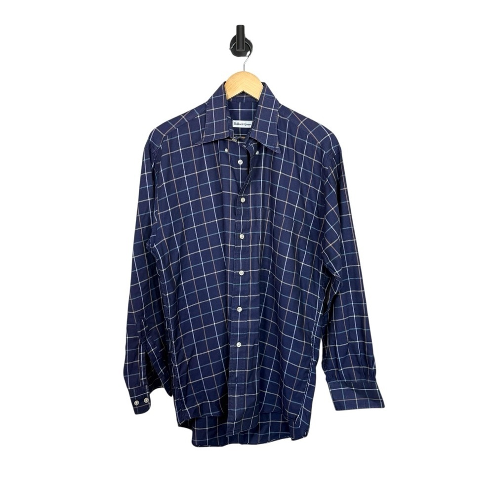 Bullock & Jones Men’s Plaid Multicolor Dress Shirt Navy Multi Size M